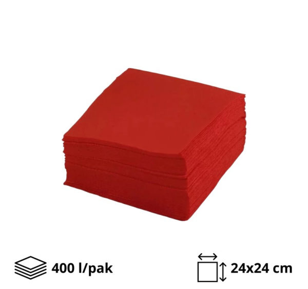 Papirne salvete 1 sl 24×24 cm 400 l/pak crvene TaMbien