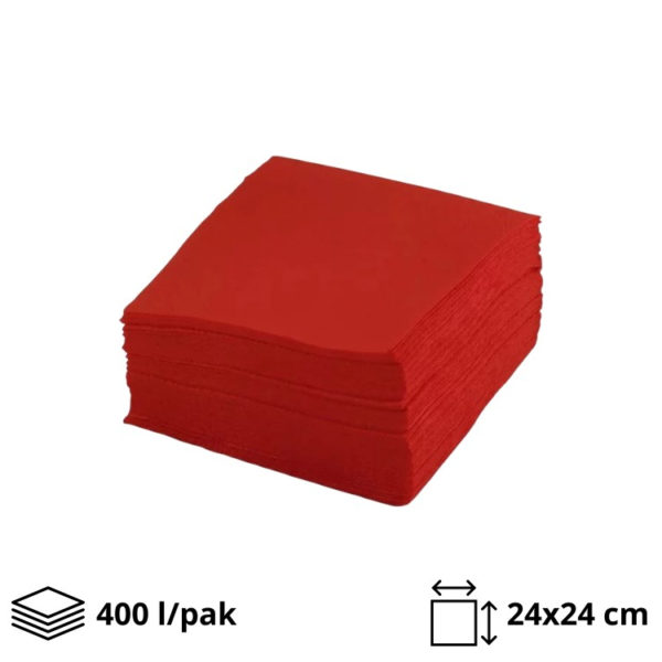 Papirne salvete 1 sl 24×24 cm 400 l/pak crvene TaMbien