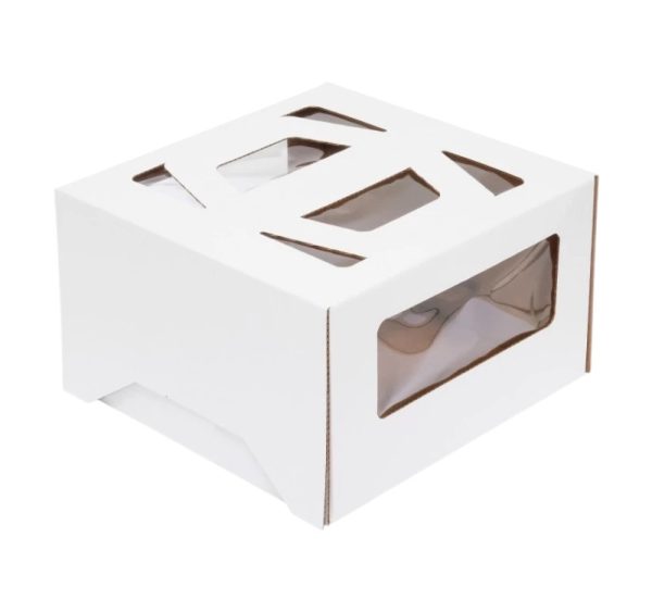 Kutija za torte 280х280х200 mm sa prozorom, sa ručkama  do 3 kg, bela [3 kom/pak]