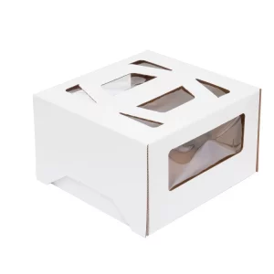 Kutija za torte 280х280х200 mm sa prozorom, sa ručkama  do 3 kg, bela (25 kom/pak)