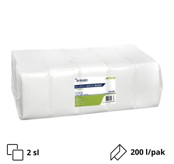 Papirni ubrusi BASIC 2-sl V fold 200 listovа 20×22 cm [20 kom/pak]