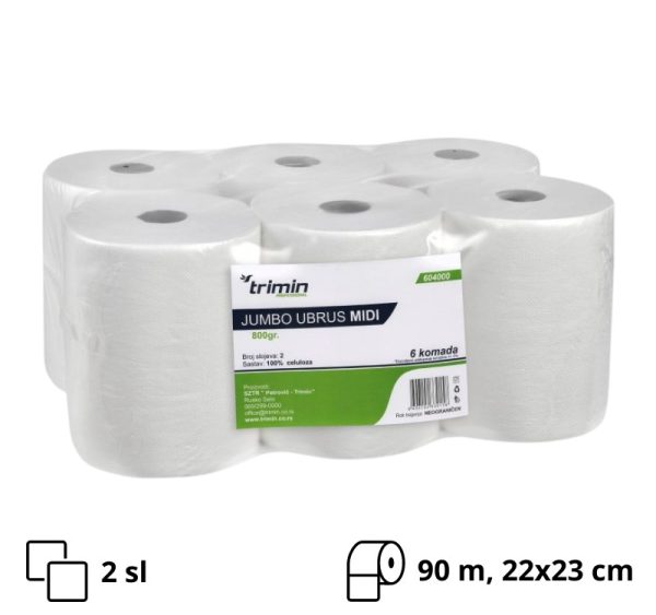 Papirnati ubrisi 2 sl 800 g bijela centralno izvlačenje 6 rol [6 kom/pak]