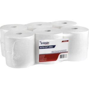 Papirni ubrusi 1 sl 240 m bele 6 rol