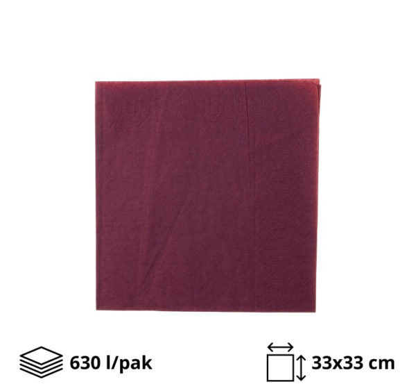 Papirne salvete 2sl 33x33cm bordo 630 l/pack