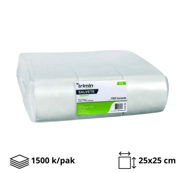 Papirne salvete 1sl 25×25 cm bele 1500 l/pak