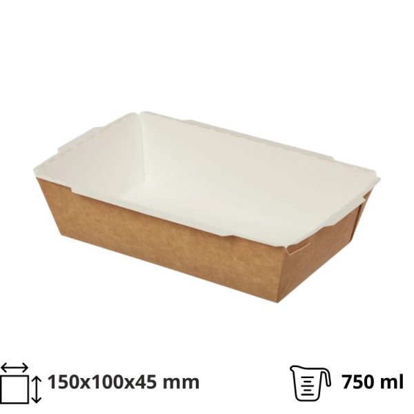 Papirna posuda bez poklopca 750 ml 150x100x45 mm kraft [400 kom/pak]