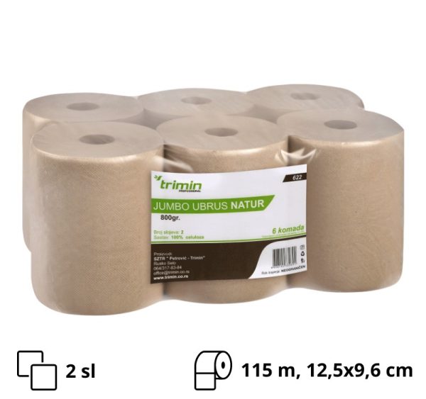Papirni ubrusi v roli 2 sl 115 m Natur [6 kom/pak]