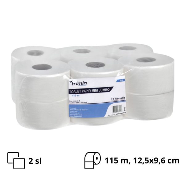 Toaletni papir  v roli 2 sl 115 m bele [12 kom/pak]