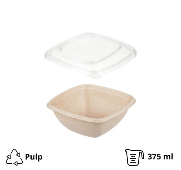 Posuda TF Sabert 375 ml 130x130x50 mm kraft za poklopcem, 500 kom