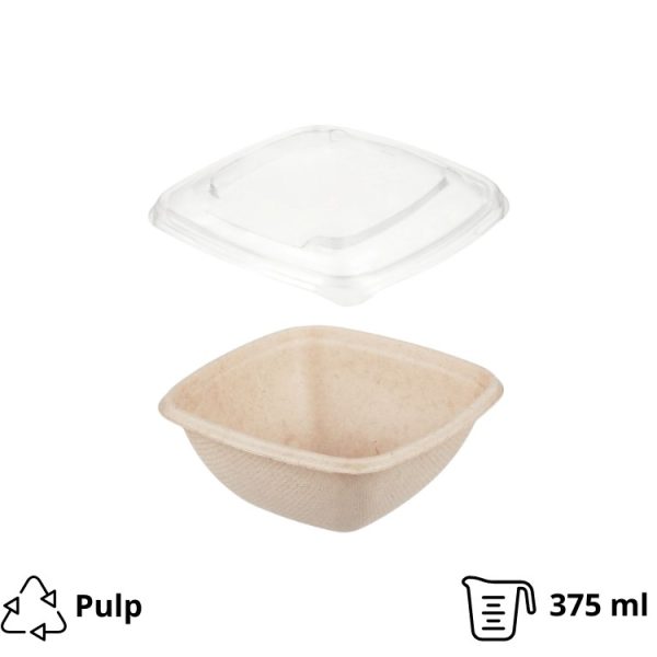 Posuda TF Sabert 375 ml 130x130x50 mm kraft za poklopcem, 500 kom