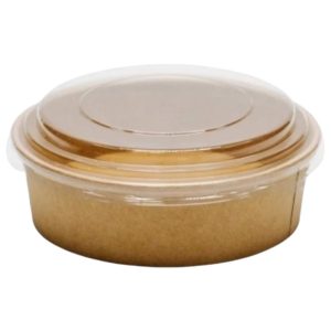 Papirnata posuda 1300 ml d=187 mm h=69 mm, kraft s poklopcem [200 kom/pak]