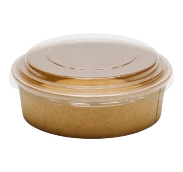 Papirnata posuda 1300 ml d=187 mm h=69 mm, kraft s poklopcem [200 kom/pak]