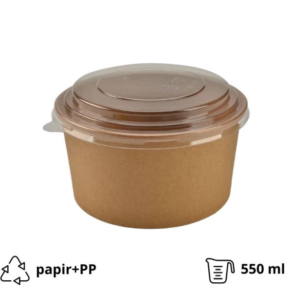 Kartonska posuda 550 ml d=145 mm, h=54 mm kraft za PP poklopcem [28 kom/pak]