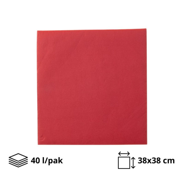 Papirne salvete 2sl 38x38cm crvene 40 l/pak