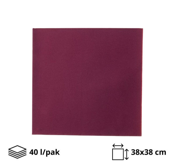 Papirne salvete 2sl 38x38cm bordo 40 l/pak