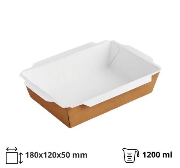 Kartonska posuda za salate i topla jela  1200ml 180х120х50mm kraft [599 kom/pak]