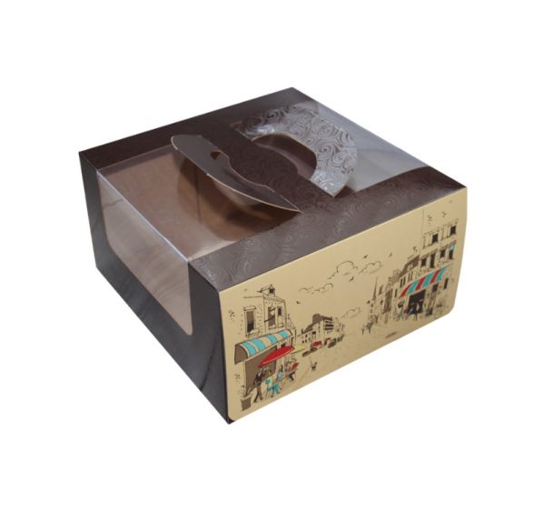 Kutija za tortu sa prozorom, sa ručkom 1 kg 230х220х120 mm Randevu [3 kom/pak]