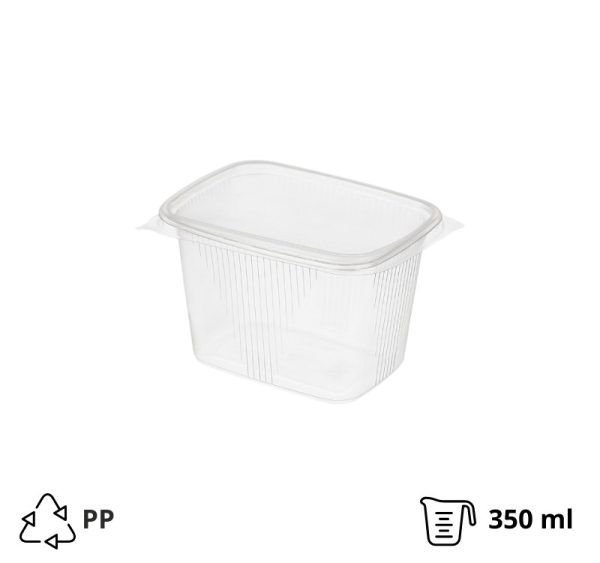 Posuda PP 350 mm 108,3×82,2×68 mm prozirna, sa poklopcem,100 kom, komplet