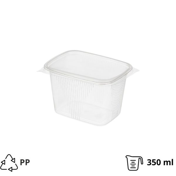 Posuda PP 350 mm 108,3×82,2×68 mm prozirna, sa poklopcem,100 kom, komplet
