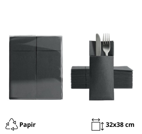 Salveta za pribor 32x38cm crna 50 kom/pack [5 kom/pak]