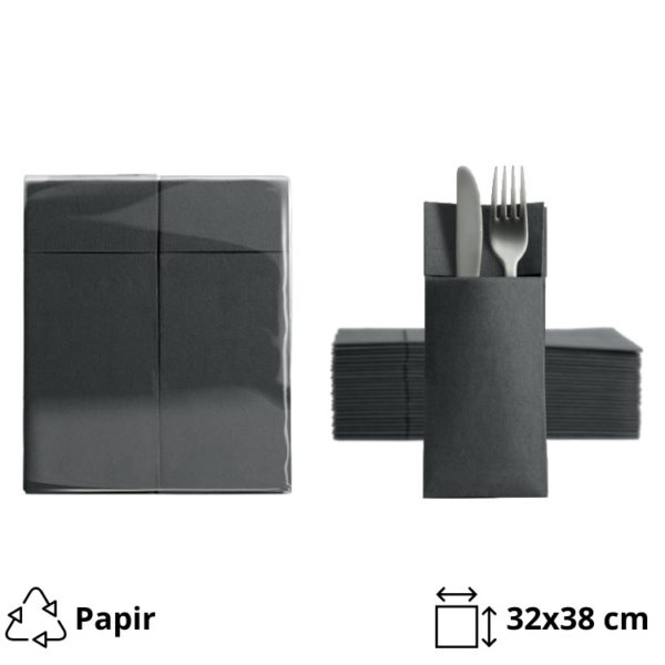 Salveta za pribor 32x38cm crna 50 kom/pack [5 kom/pak]
