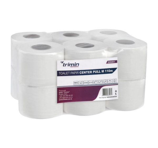 Toaletni papir 2 sl 110 m 12 rol/pak bele