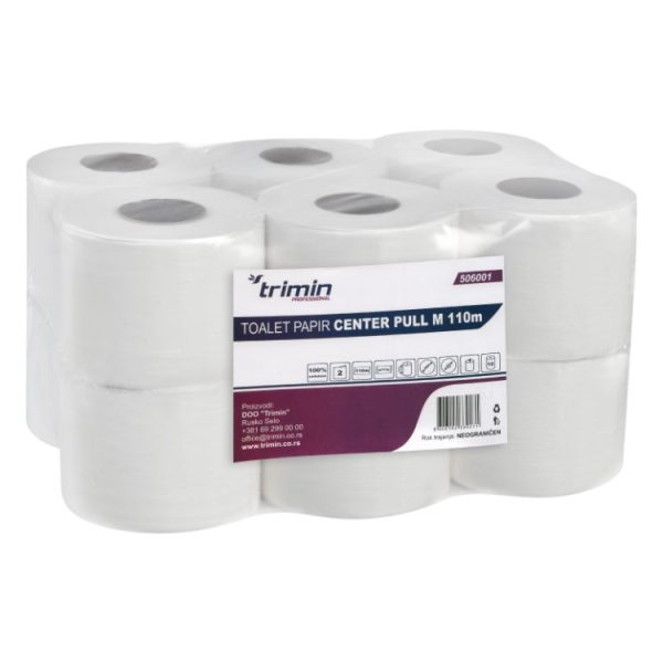 Toaletni papir 2 sl 110 m 12 rol/pak bele