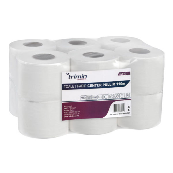 Toaletni papir v roli 2 sl 110 m 12 rol/pak bele