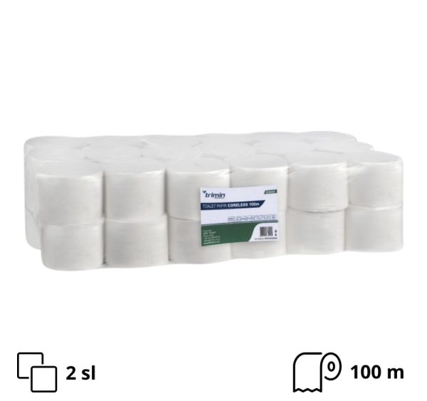 Toaletni papir 2 sl 100 m 36 rol/pak bele