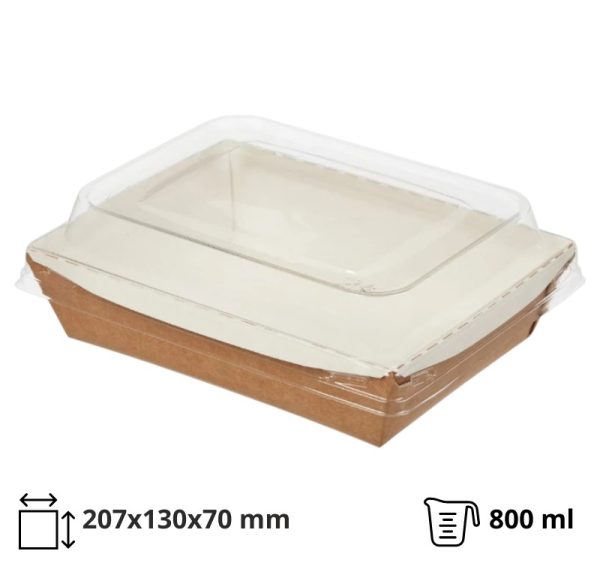 Kartonska kutija sa kupola poklopcem Crystal Box 800 ml 207x130x70 mm kraft [50 kom/pak]