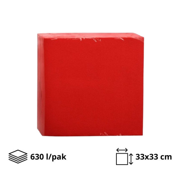 Papirne salvete 2sl 33x33cm crvene 630 l/pack
