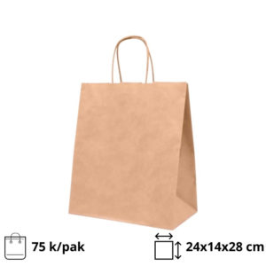 Papirna kesa sa uvijenim ručkama 240x140x280 mm kraft 80g [75 kom/pak]
