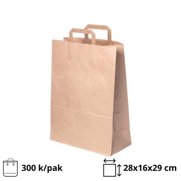 Papirna kesa sa plitkim ručkama 280х160х290 mm kraft [300 kom/pak]