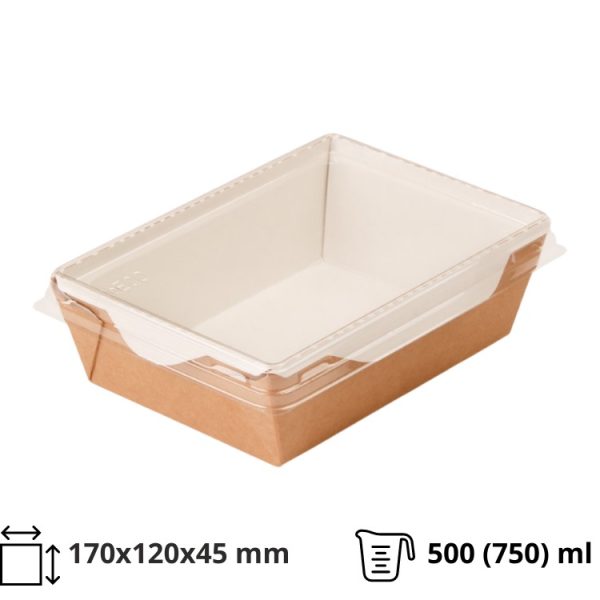 Papirnata posuda za poklopcem 500 (750) ml top size 170x120x45 mm kraft [400 kom/pak]