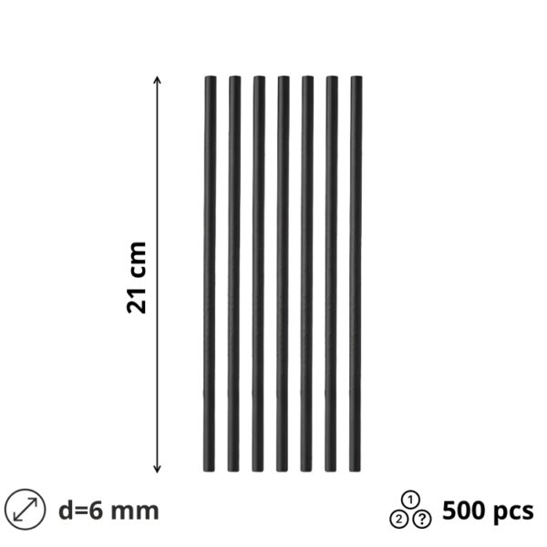 Slamke papirnate d=6 mm l=210 mm crna 500 kom/pak