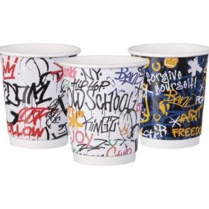 Čaša papirnata 240 ml d=90 mm 2sl Graffiti Mix [25 kom/pak]