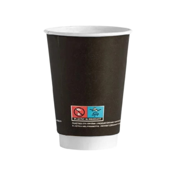 Čaša papirnata termo 350 ml d=90 mm crna SUP [25 kom/pak]