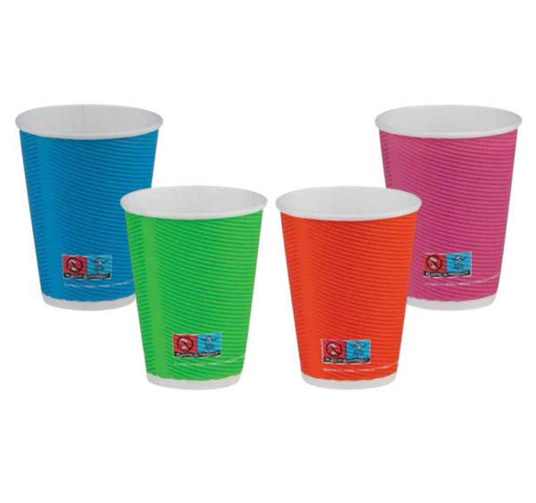 Čaša papirnata termo 350 ml d=90 mm ripple raznobojne SUP [25 kom/pak]