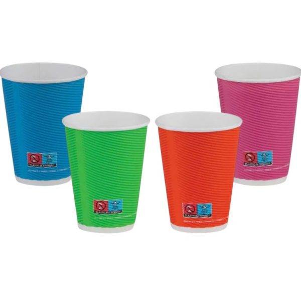 Čaša papirnata termo 350 ml d=90 mm ripple raznobojne SUP [25 kom/pak]