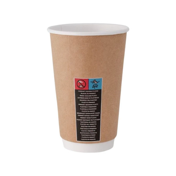 Čaša papirnata termo 450 ml d=90 mm kraft SUP [25 kom/pak]