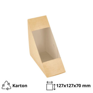 Kartonska kutija za sendvič sa prozorom EURO SANDWICH 127х127х70 mm kraft [50 kom/pak]