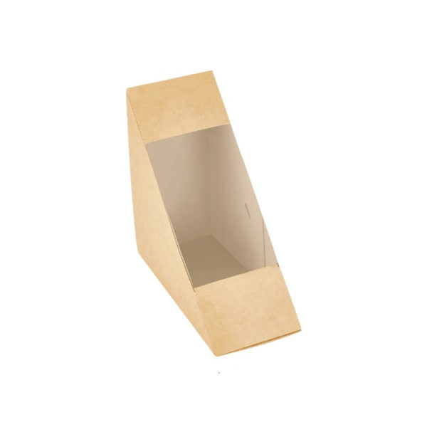 Kartonska kutija za sendvič sa prozorom EURO SANDWICH 127х127х70 mm kraft [50 kom/pak]