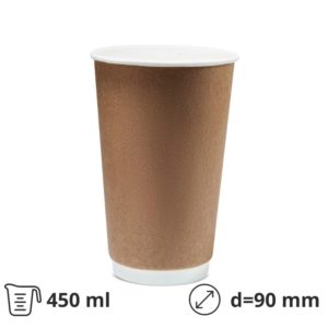 Čaša papirnata termo 450 ml d=90 mm kraft [25 kom/pak]