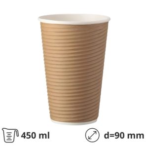 Čaša papirnata termo 450 ml d=90 mm ripple kraft [25 kom/pak]