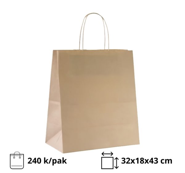 Papirna kesa sa uvijenim ručkama 320x180x430 mm kraft [240 kom/pak]
