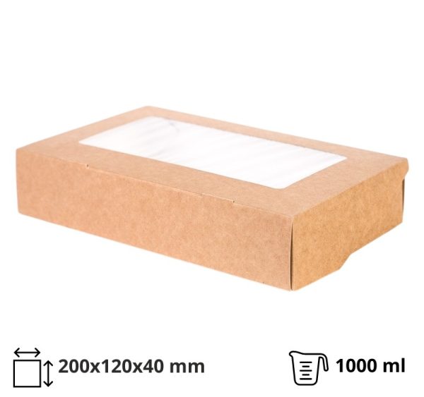 Kartonska kutija s prozorom ECO Tabox 1000 ml 200x120x40 mm kraft [25 kom/pak]
