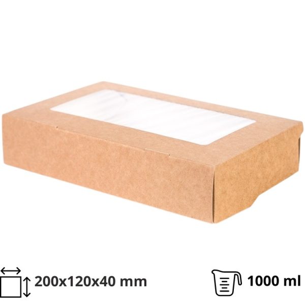 Kartonska kutija s prozorom ECO Tabox 1000 ml 200x120x40 mm kraft [25 kom/pak]