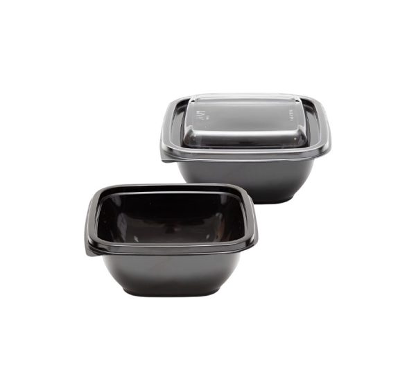 Posuda PET PolyER 375 ml 126х126х51,5 mm crna za poklopcem, 50 kom (komplet)