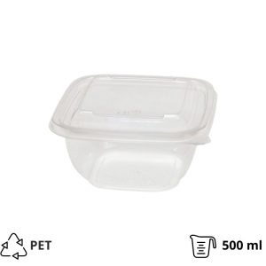 Posuda PET PolyER 500 ml 126x126x60 mm providna za poklopcem, 50 kom (komplet)