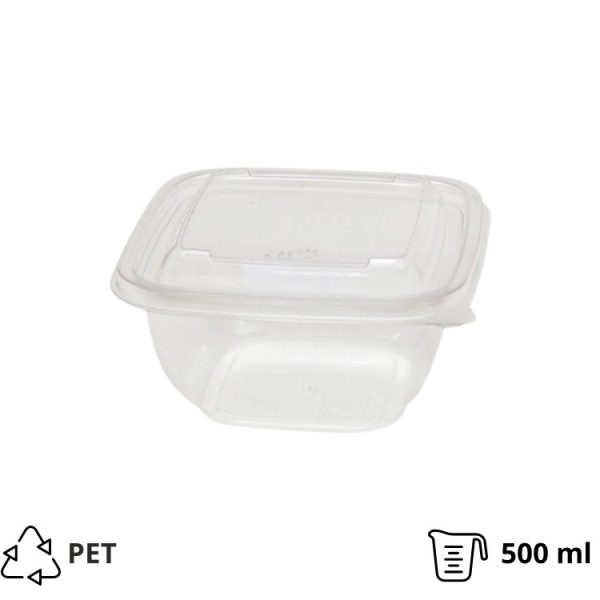 Posuda PET PolyER 500 ml 126x126x60 mm providna za poklopcem, 50 kom (komplet)